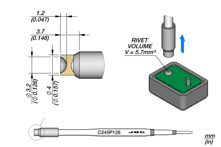 C245P128 - Heat Staking Cartridge Ø 3.2